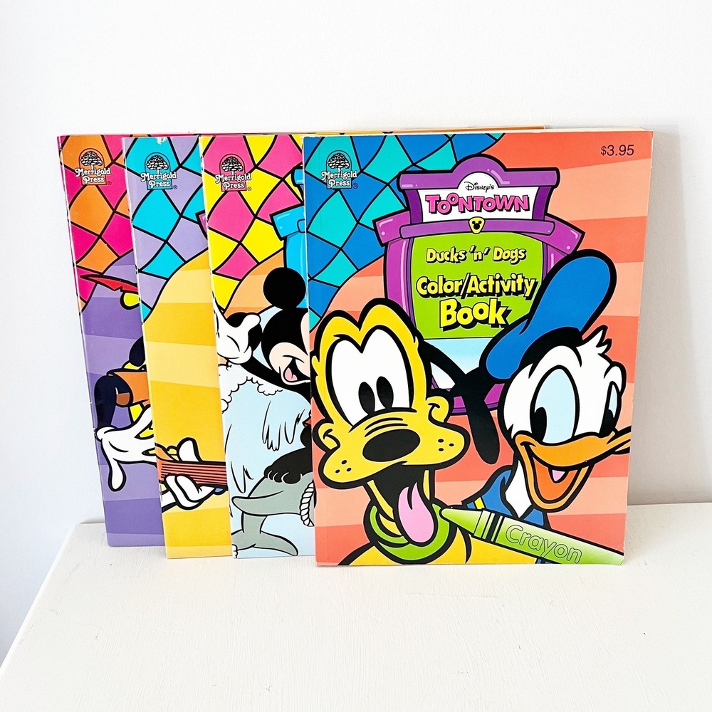 Disney‎ Toontown Coloring Activity Books Multicolor Mickey Donald Goofy 4pk Lot